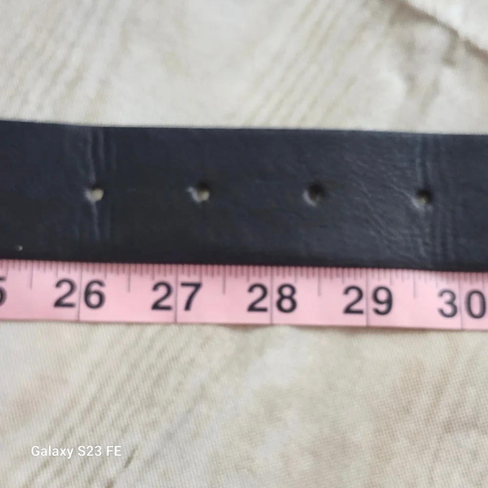 Brandy‎ Melville Belt Women OS Black Vegan  Leather Silver Circle Buckle
